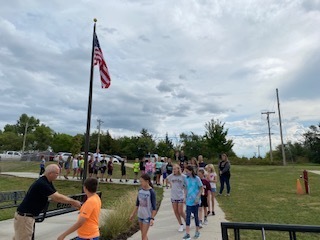 5th graders at the Flag Pole