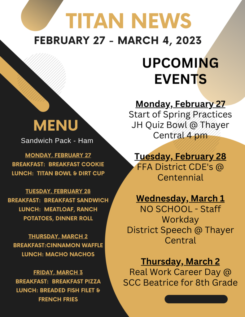 Weekly Announcements for Feb 27 - Mar 4, 2023